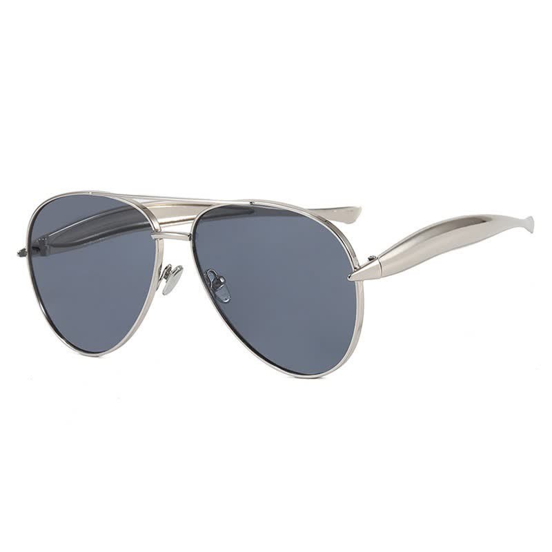 Spykay™ SG60665 Vintage Double Bridges Aviator Frame Sunglasses - Silver/Grey - image 31