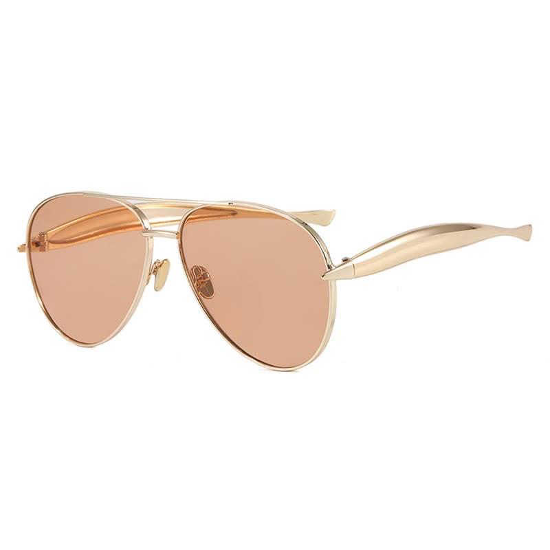 Spykay™ SG60665 Vintage Double Bridges Aviator Frame Sunglasses - Golden/Orange - image 16