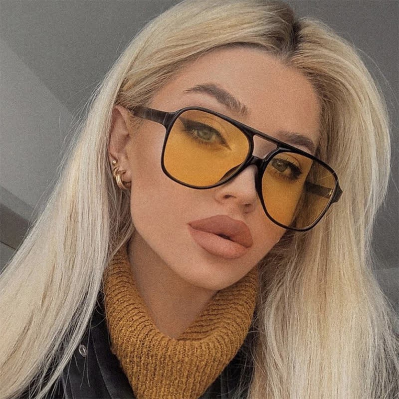 Spykay™ SG60670  Double Bridges Fashion Aviator Sunglasses - Black/Yellow - image 29