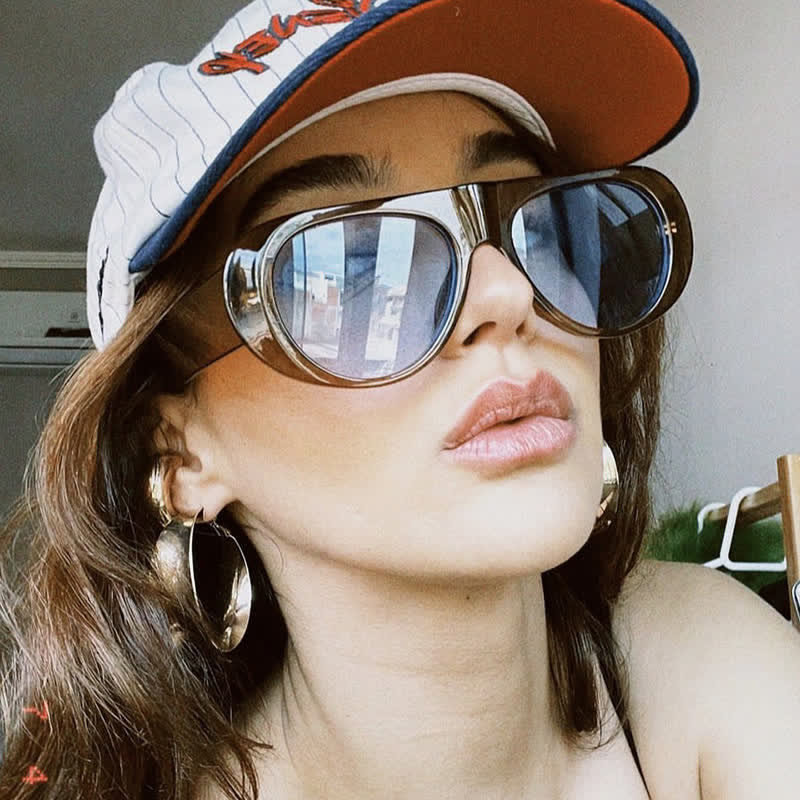 Spykay™ SG60671 Oval Frame Wide Temples Vintage Aviator Sunglasses - image 4