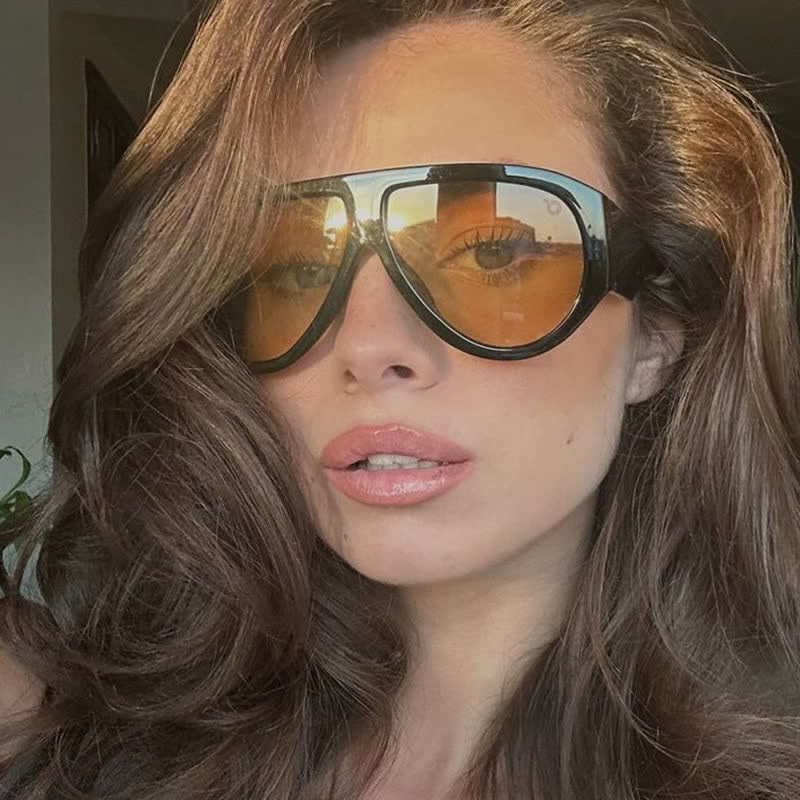 Spykay™ SG60677 Vintage Oversized Frame Aviator  Sunglasses - Black/Brown - image 5