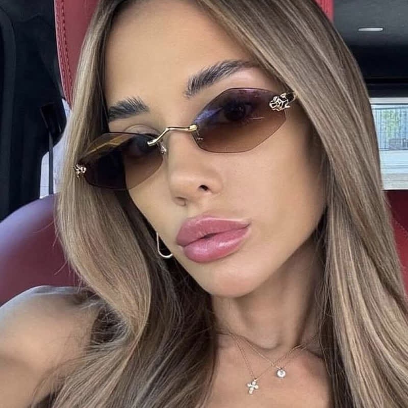 Spykay™ SG60684 Rhombus Frame Rimless Sunglasses - Brown - image 4