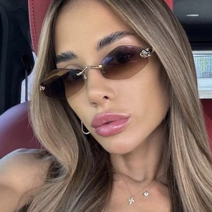 Spykay™ SG60684 Rhombus Frame Rimless Sunglasses - Brown - image 4