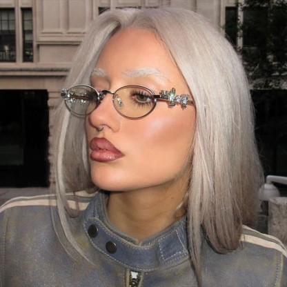 Spykay™ EG26671 Anti-blue Light Oval Frames Rhinestone-Embellished Eyeglasses - image 4