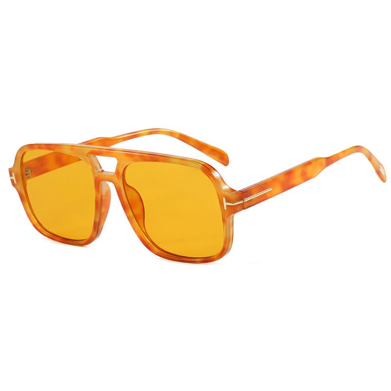 Spykay™ SG60710 Double Bridges Retro-Vintage Aviator Sunglasses - Yellow Tortoise Shell/Orange - image 45
