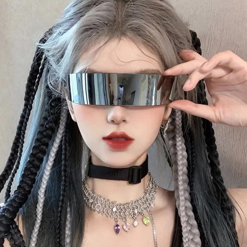 Spykay™ SG60721 Unisex Rectangle One-piece Frames Y2K Cyberpunk Sunglasses - image 6