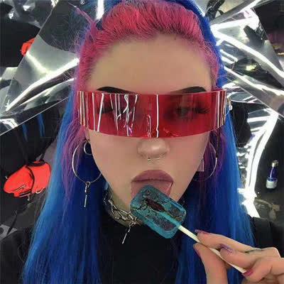 Spykay™ SG60721 Unisex Rectangle One-piece Frames Y2K Cyberpunk Sunglasses - Red - image 14