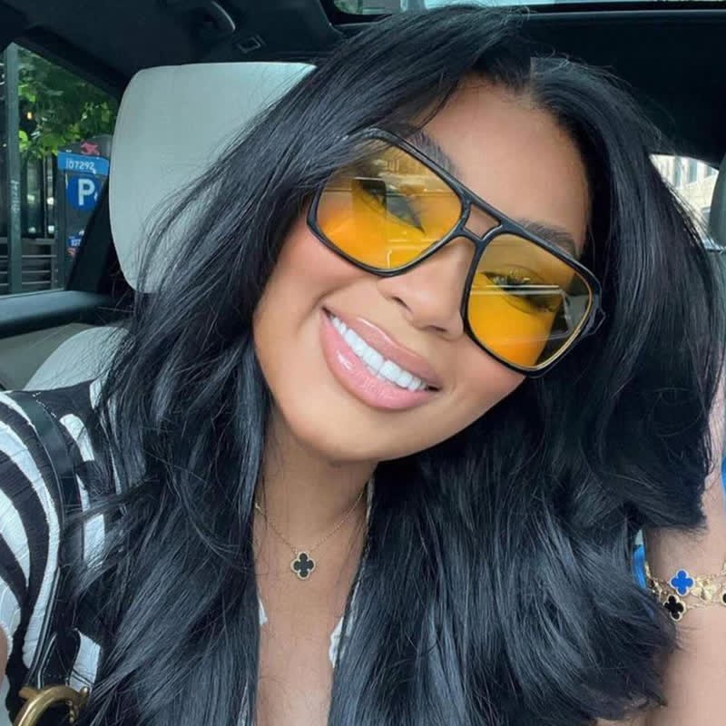 Spykay™ SG60718 Double Bridges Square Frames Retro-Vintage Sunglasses - Black/Yellow - image 1