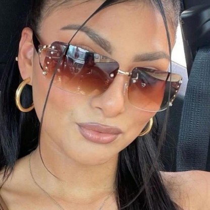 Spykay™ SG1009 Y2K Rectangle Frame Crystal Fashion Sunglasses - Brown - image 12