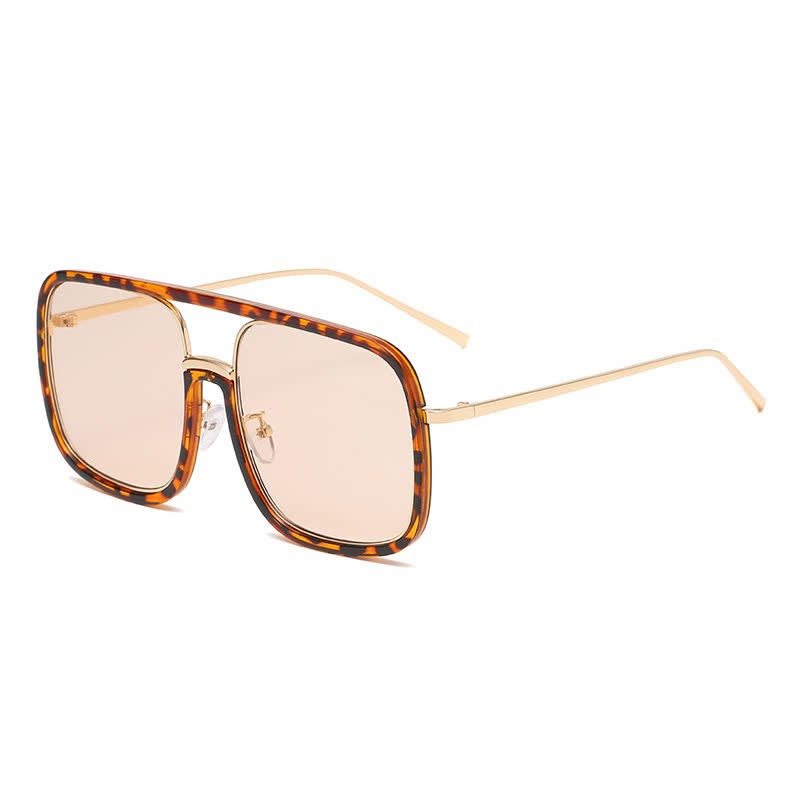 Spykay™ SG60732 Tortoise Pattern Flat Top Square Frame Double Bridges Sunglasses - image 5