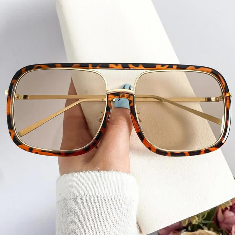 Spykay™ SG60732 Tortoise Pattern Flat Top Square Frame Double Bridges Sunglasses - image 2