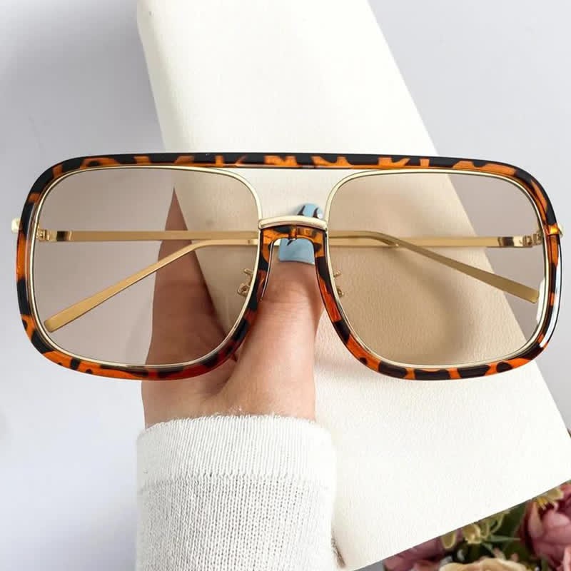 Spykay™ SG60732 Tortoise Pattern Flat Top Square Frame Double Bridges Sunglasses - image 2