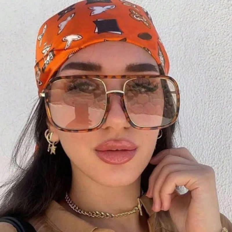 Spykay™ SG60732 Tortoise Pattern Flat Top Square Frame Double Bridges Sunglasses - Tortoise Shell - image 1