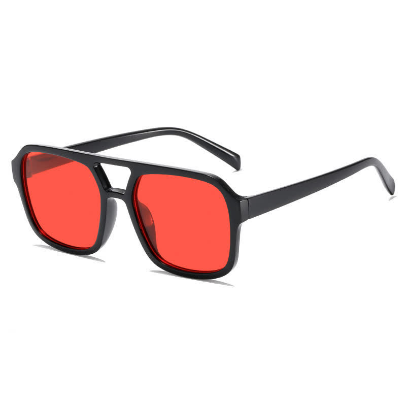 Spykay™ SG60718 Double Bridges Square Frames Retro-Vintage Sunglasses - Black/Red - image 22