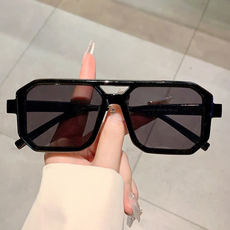 Spykay™ SG60742 Double Bridges Geometric Frame Driving Sunglasses - Black/Grey - image 7