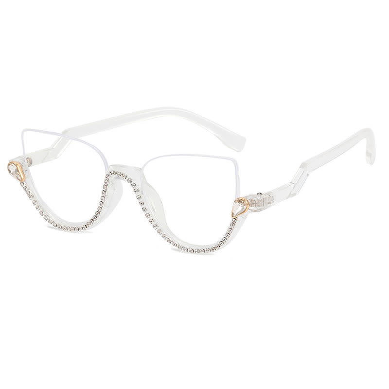 Spykay™ EG26687 Cat-Eye Frame Rhinestone Decor Semi-Rimless Glasses - image 7