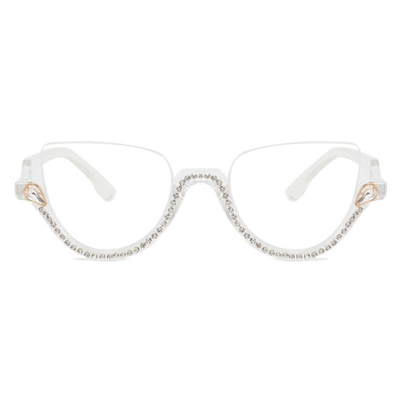 Spykay™ EG26687 Cat-Eye Frame Rhinestone Decor Semi-Rimless Glasses - image 8