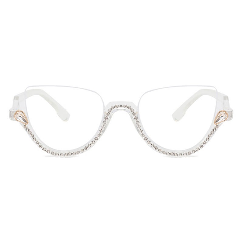 Spykay™ EG26687 Cat-Eye Frame Rhinestone Decor Semi-Rimless Glasses - image 8