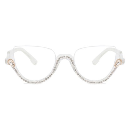 Spykay™ EG26687 Cat-Eye Frame Rhinestone Decor Semi-Rimless Glasses - image 8
