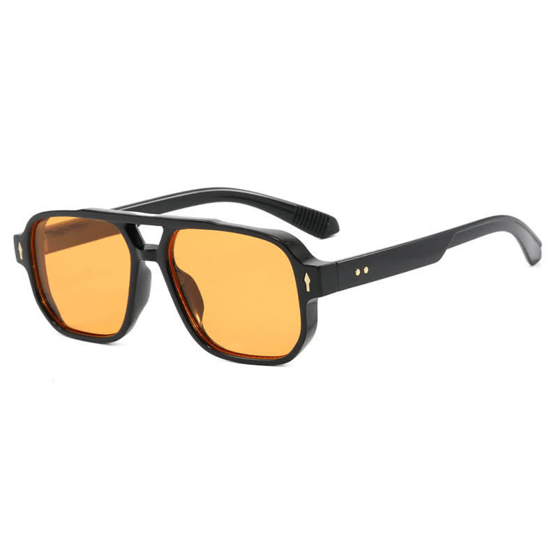 Spykay™ SG60754 Square Frame Double Bridges Vintage Sunglasses - Black/Orange - image 5