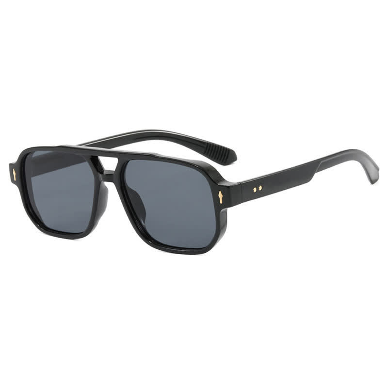 Spykay™ SG60754 Square Frame Double Bridges Vintage Sunglasses - Black/Grey - image 3