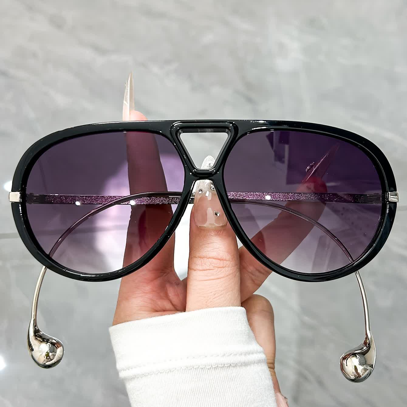 Spykay™ SG60673 Double Bridges Metal Temples Aviator Sunglasses - Black/Grey - image 11