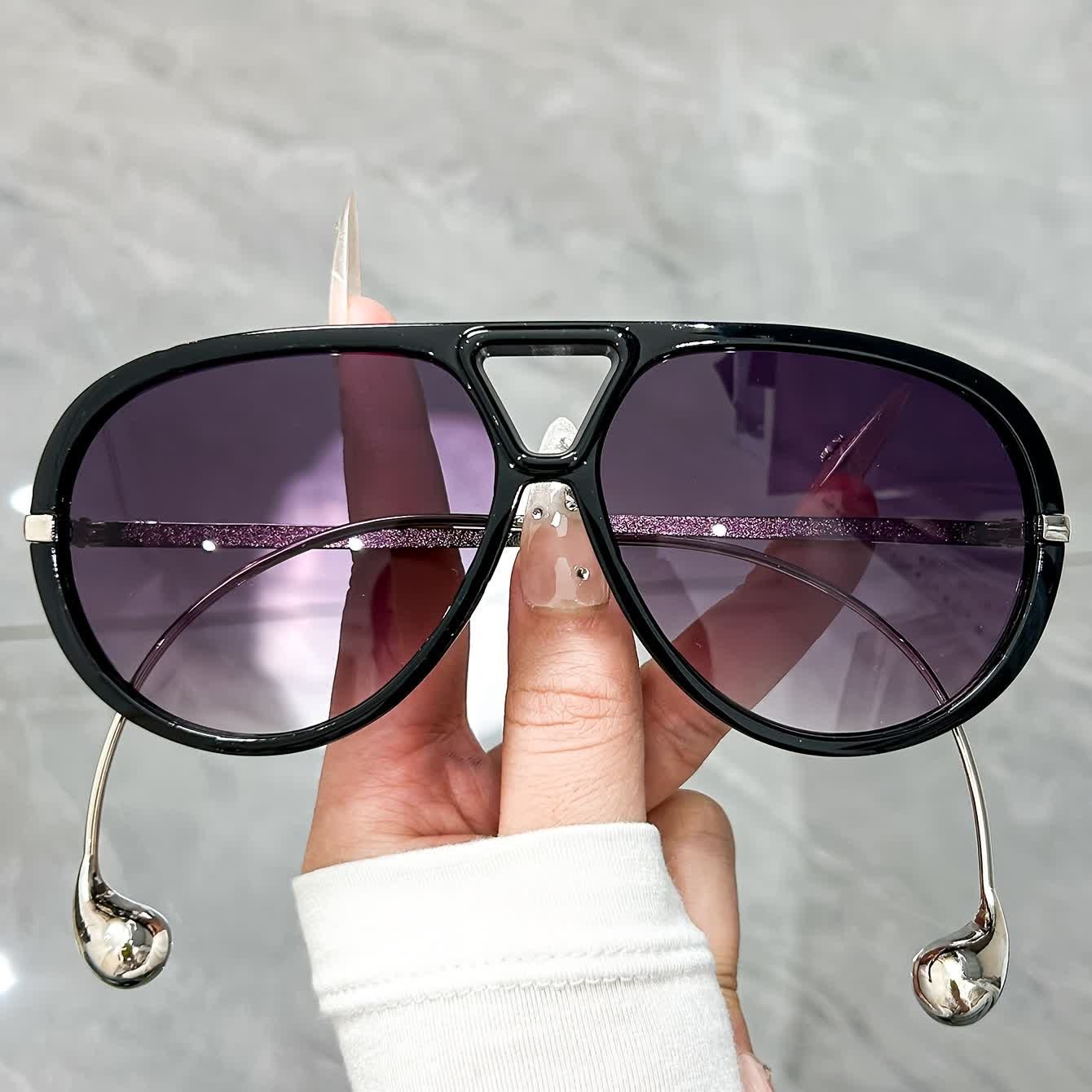 Spykay™ SG60673 Double Bridges Metal Temples Aviator Sunglasses - Black/Grey - image 11