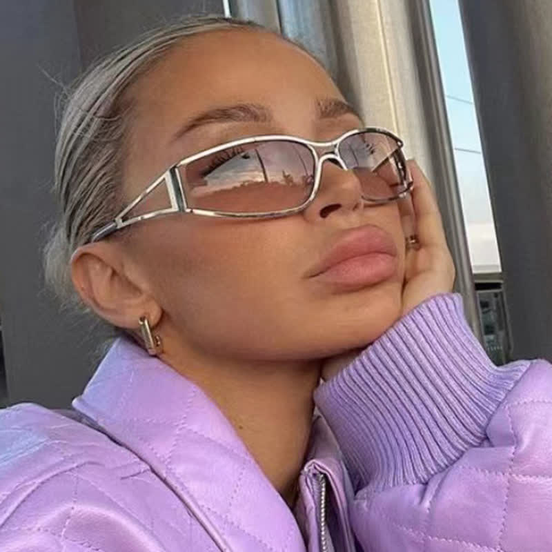 Spykay™ SG60760 Y2K Hollow Out Temples Retro- Vintage Sunglasses - Golden/Pink - image 21