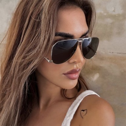 Spykay™ SG60761 Double Bridges Metal Temples Aviator Sunglasses - Silver/Grey - image 5