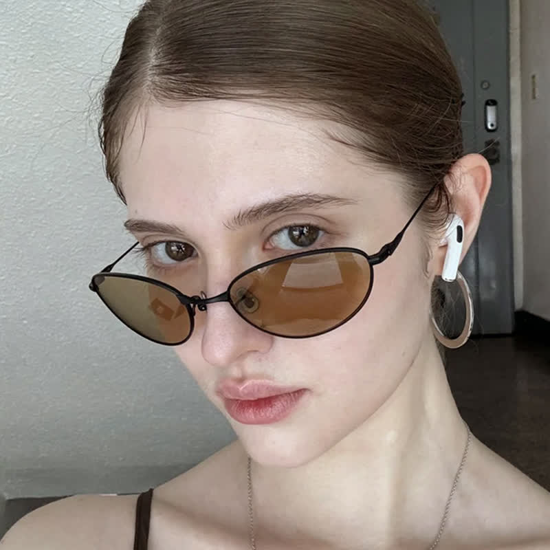 Spykay™ SG60770 Titanium Oval Frame Polarized Lightweight Sunglasses with Nylon Lenses - Yellow - image 1