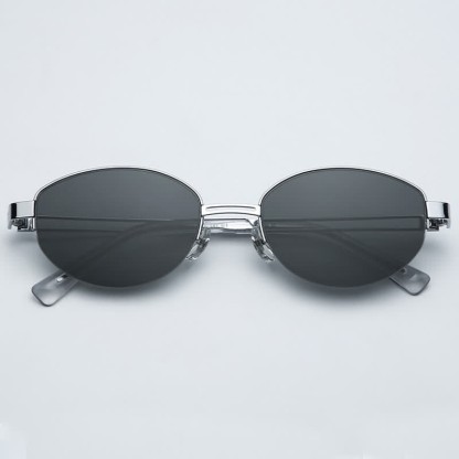 Spykay™ SG60778 Retro Fashion Oval Frame Hollow-out Temples Semi-Rimless Sunglasses with Nylon Lenses