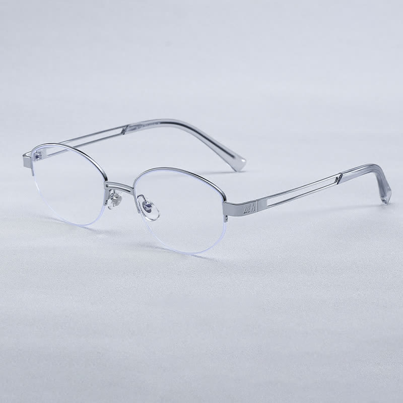 Spykay™ EG26704 Oval Titanium Frame Hollow-out Temples Anti-blue Light Fashion Glasses