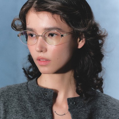 Spykay™ EG26704 Oval Titanium Frame Hollow-out Temples Anti-blue Light Fashion Glasses