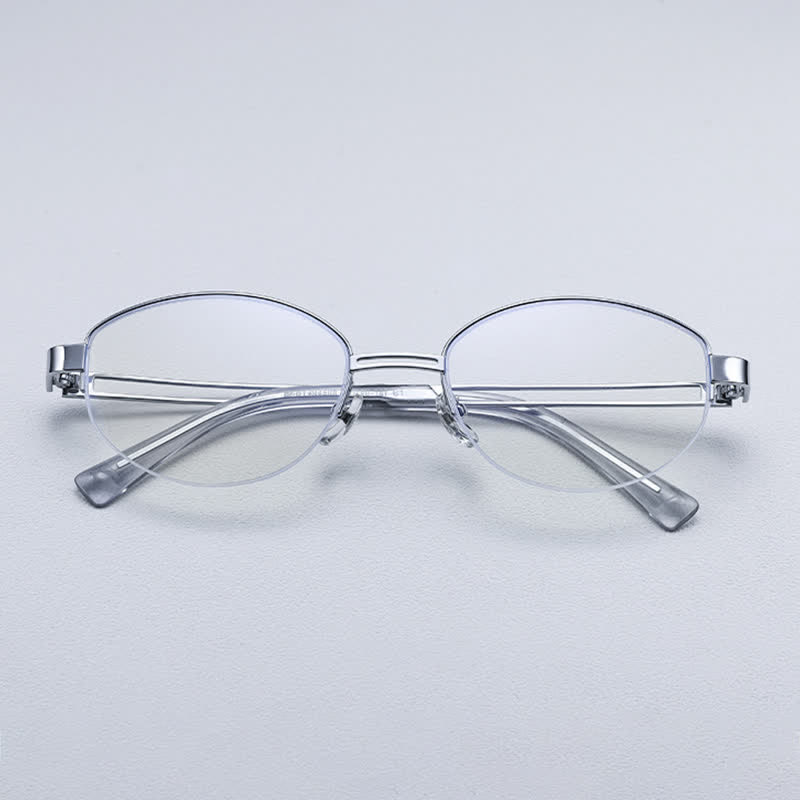 Spykay™ EG26704 Oval Titanium Frame Hollow-out Temples Anti-blue Light Fashion Glasses