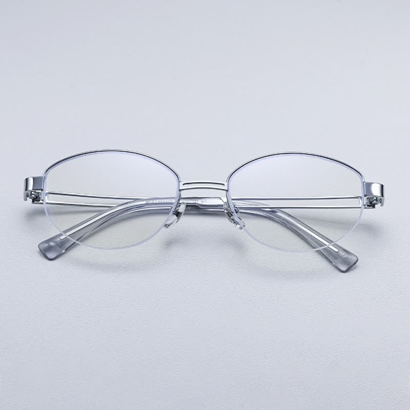 Spykay™ EG26704 Oval Titanium Frame Hollow-out Temples Anti-blue Light Fashion Glasses