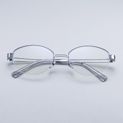 Spykay™ EG26704 Oval Titanium Frame Hollow-out Temples Anti-blue Light Fashion Glasses