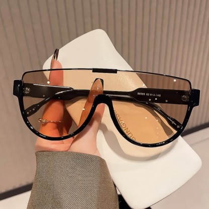 Spykay™ SG60679 Oversized Frame Semi-Rimless Aviator Sunglasses - Black/Brown - image 1