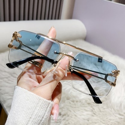 Spykay™ SG60826 Men's Cool Rimless Leopard Frame Sunglasses - Green - image 8