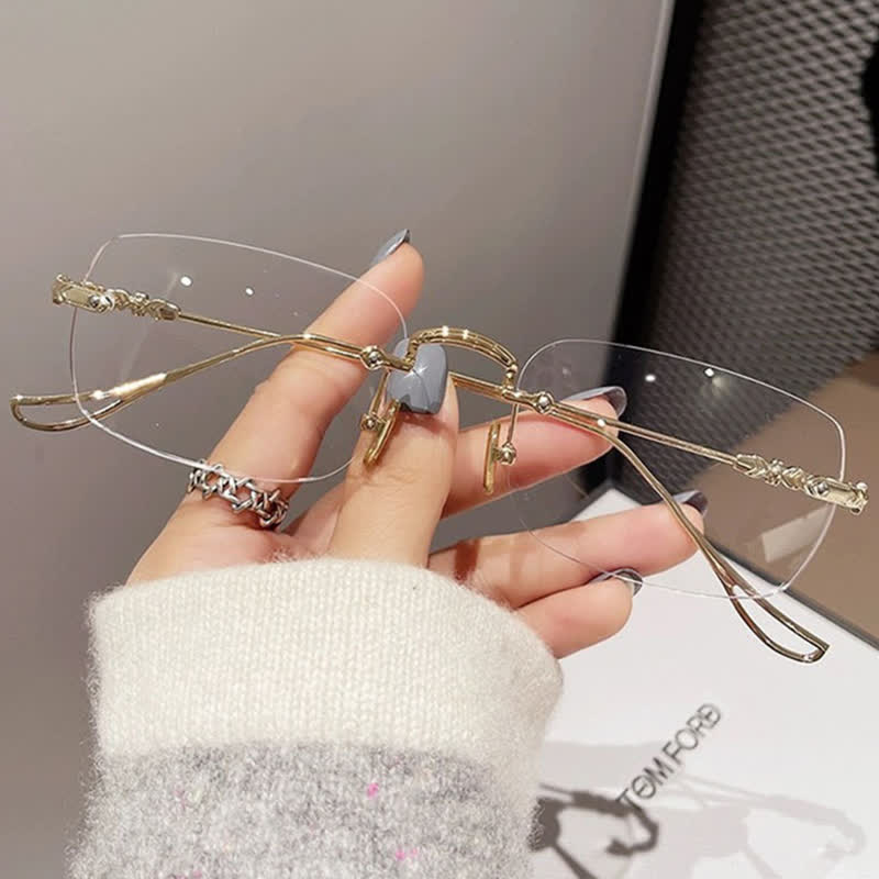 Spykay™ EG26748 Unisex Rimless Metal Frame Simple Anti-blue Light Glasses - Golden - image 1