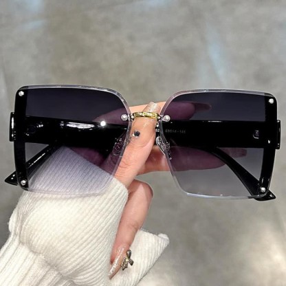 Spykay™ SG60835 Square Frame Oversized Rimless Sunglasses - Black - image 4