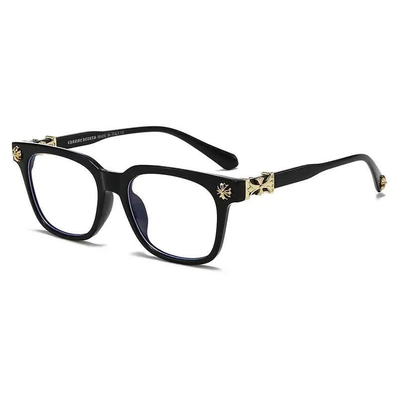 Spykay™ EG26756 Square Frame Cross Temples Classic Glasses - Black/Golden - image 1
