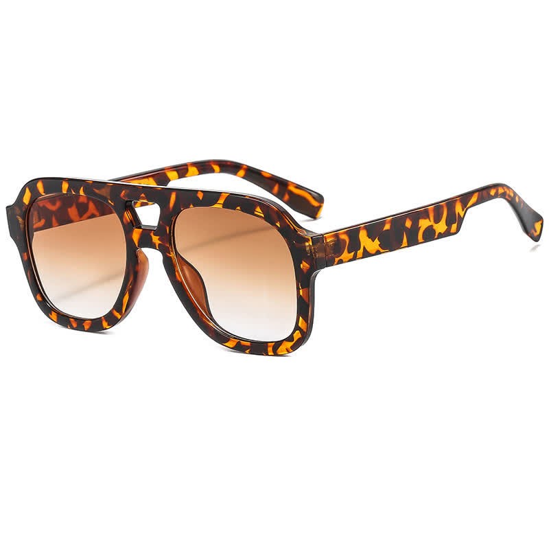 Spykay™ SG60832 Double Bridges Thick Frame Hipster Aviator Sunglasses - Leopard Print - image 3