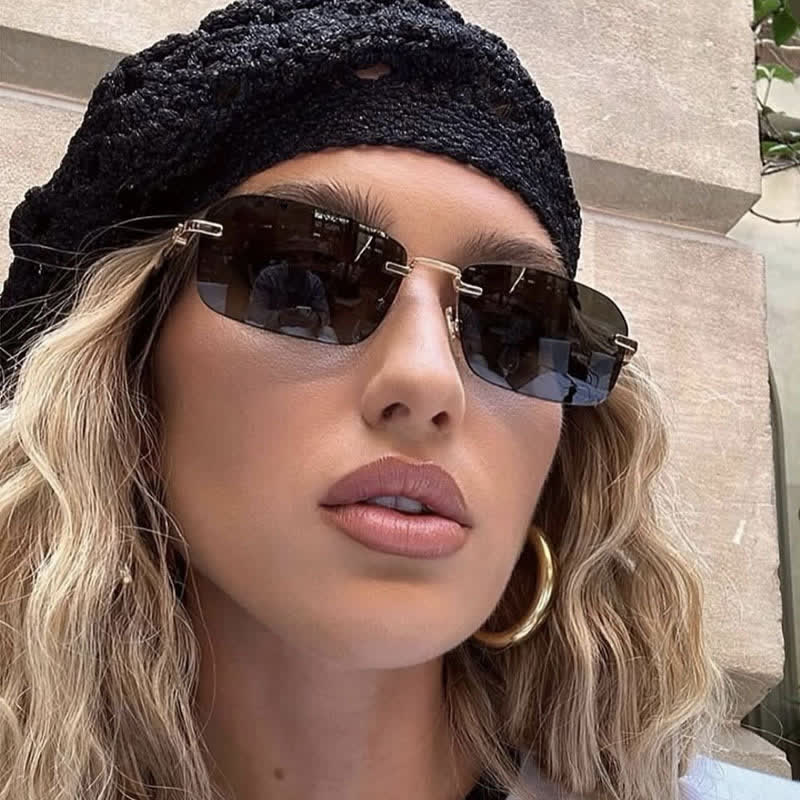 Spykay™ SG60831 Women's Rectangle Frame Rimless Sunglasses