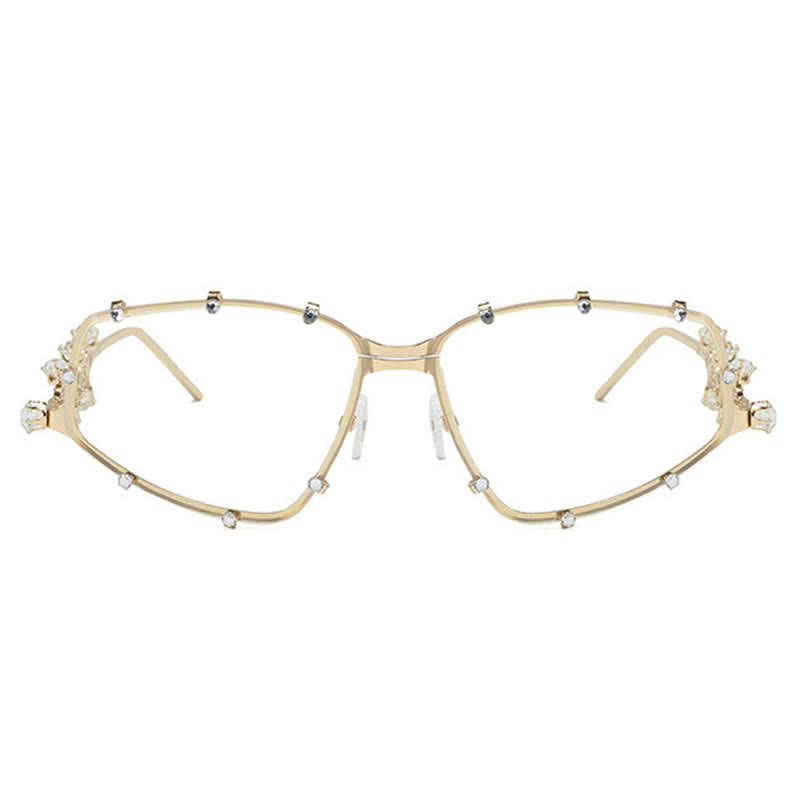 Spykay™ EG26751 Rhinestone Decor Geometric Frame Hipster Y2K Glasses - image 5