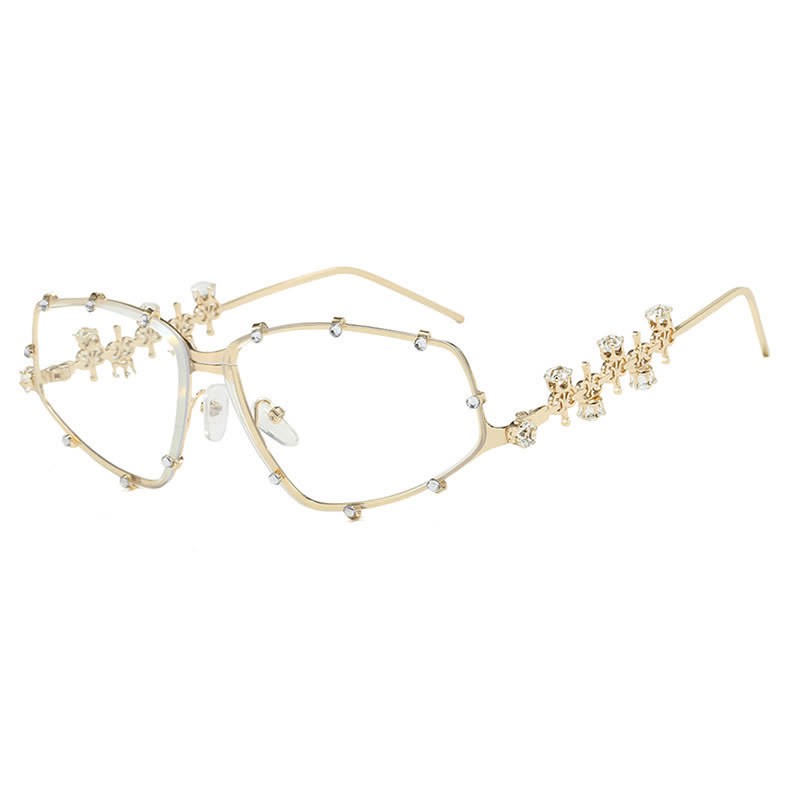 Spykay™ EG26751 Rhinestone Decor Geometric Frame Hipster Y2K Glasses - image 4