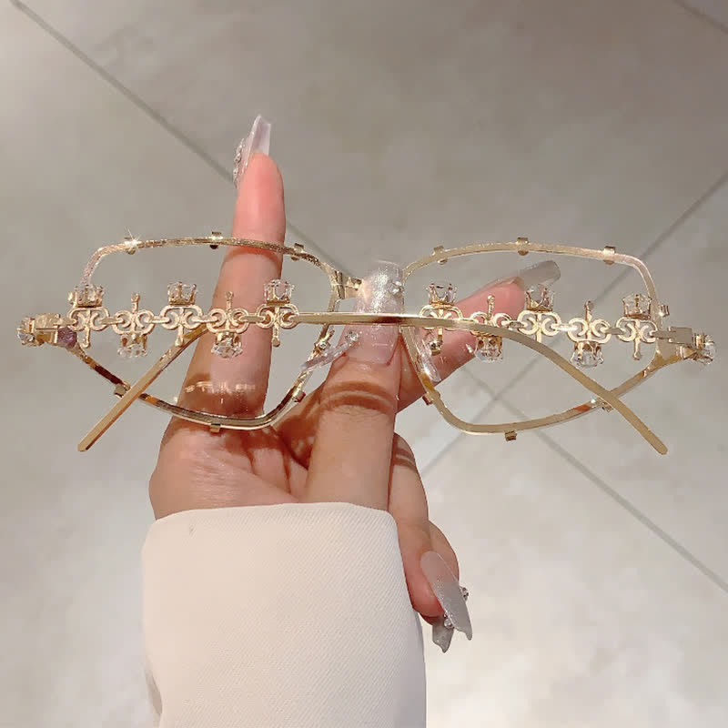 Spykay™ EG26751 Rhinestone Decor Geometric Frame Hipster Y2K Glasses - image 3