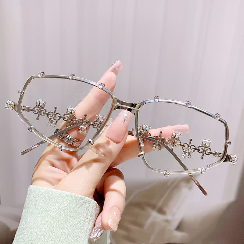 Spykay™ EG26751 Rhinestone Decor Geometric Frame Hipster Y2K Glasses - image 8