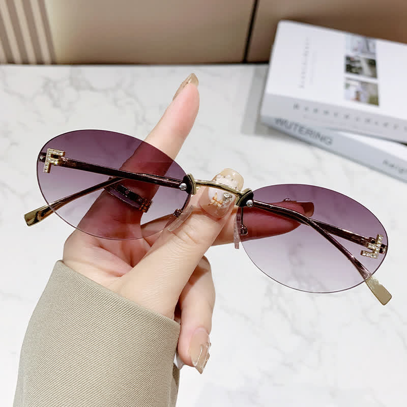 Spykay™ SG60701 'F' Design Oval Frames Rimless Sunglasses