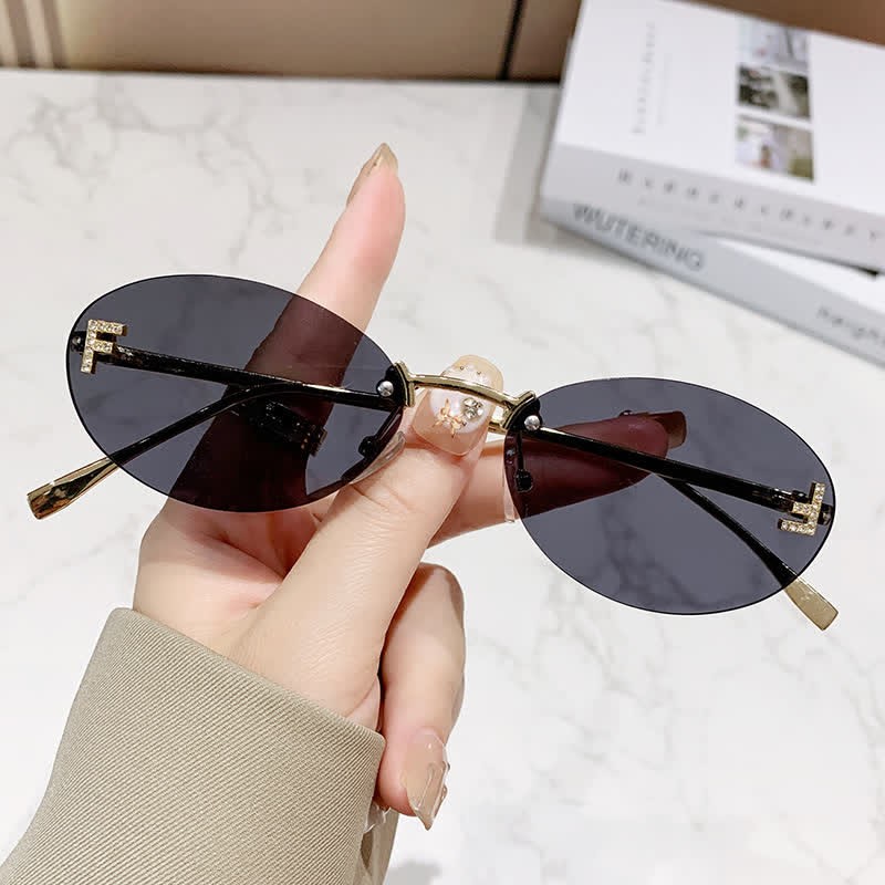 Spykay™ SG60701 'F' Design Oval Frames Rimless Sunglasses