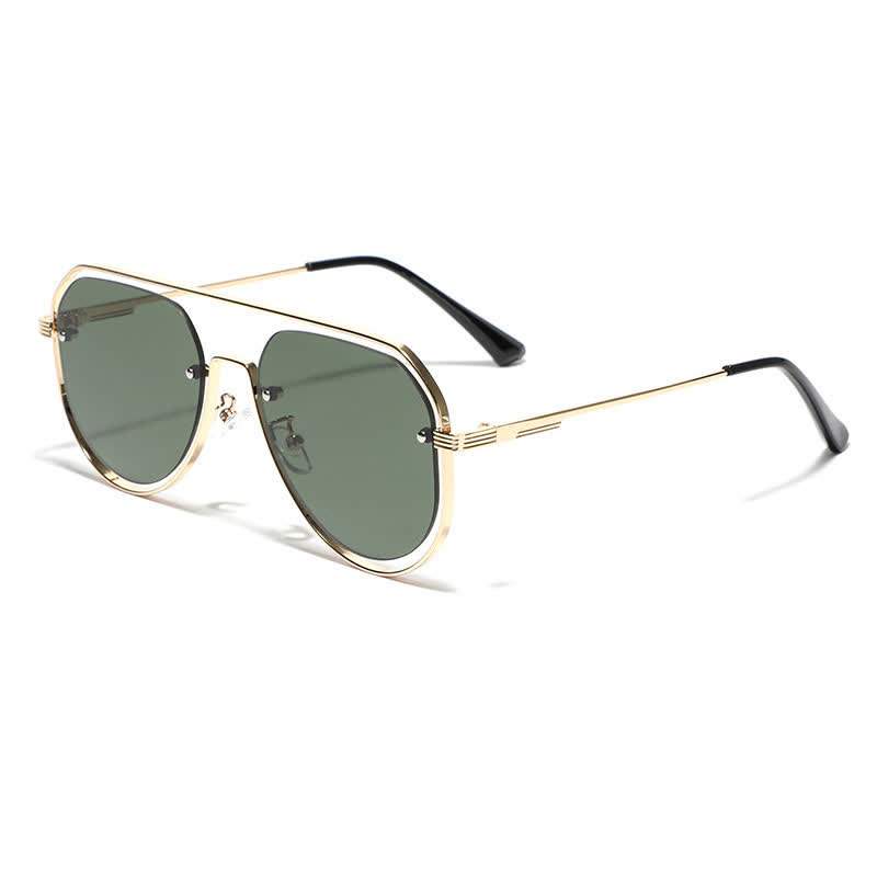 Spykay™ SG60848 Vintage Double Bridges Hollow-out Aviator Sunglasses - Green - image 4